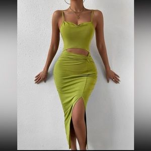 SHEIN Privé Cut Out Split Thigh Cami Dress